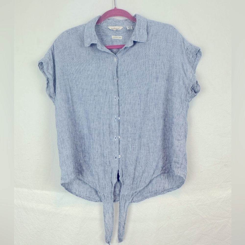 Weather proof Vintage Linen Striped Tie Top